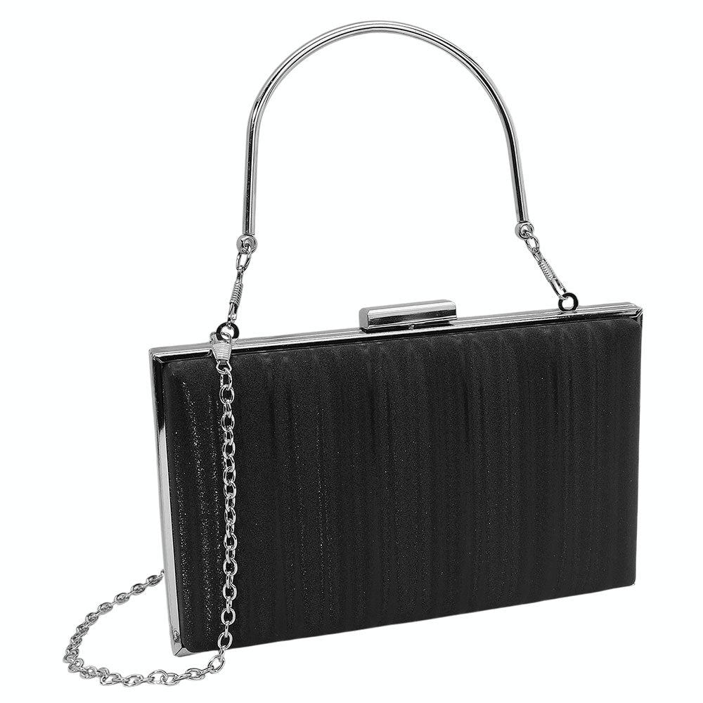 iLLASPARKZ Textured Sparkle Fabric Top Handle Clutch Bag / Evening Bag