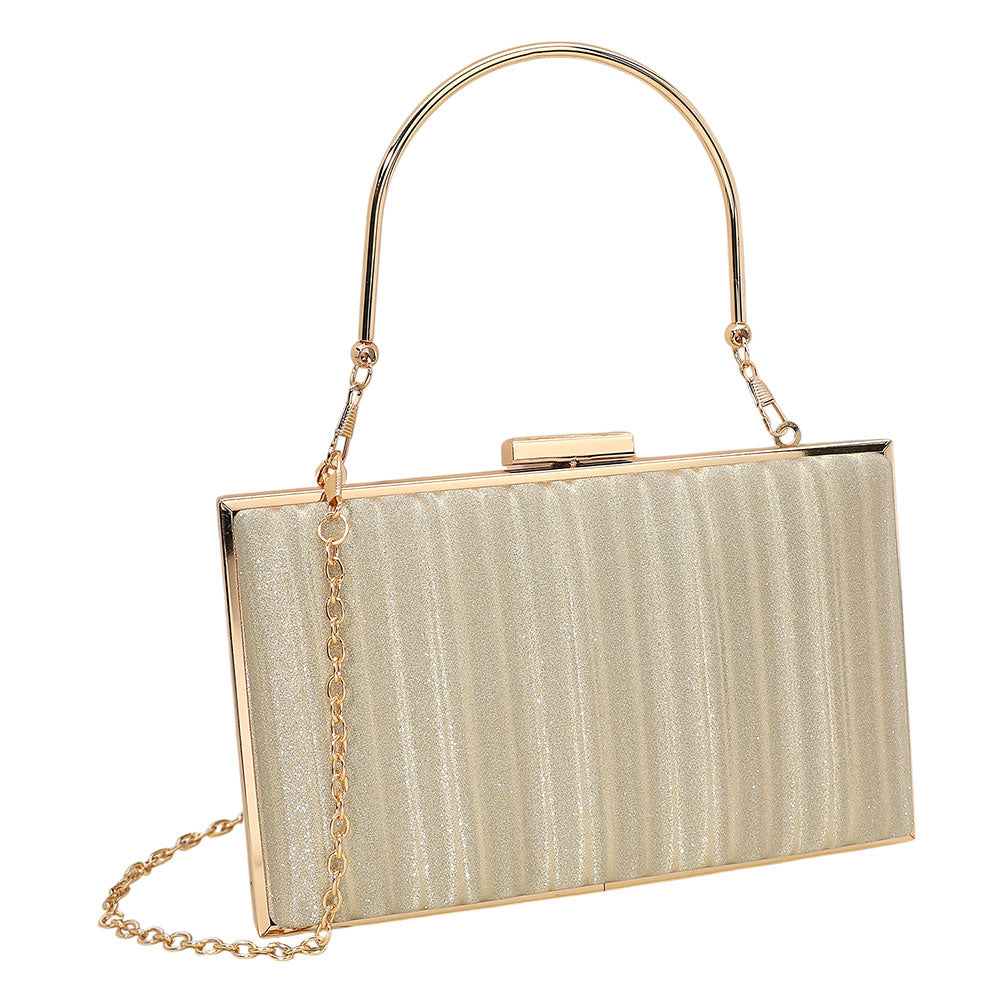 iLLASPARKZ Textured Sparkle Fabric Top Handle Clutch Bag / Evening Bag