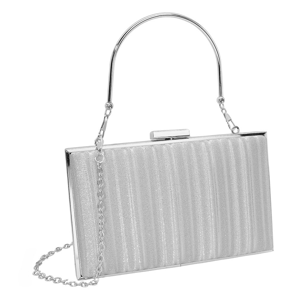 iLLASPARKZ Textured Sparkle Fabric Top Handle Clutch Bag / Evening Bag