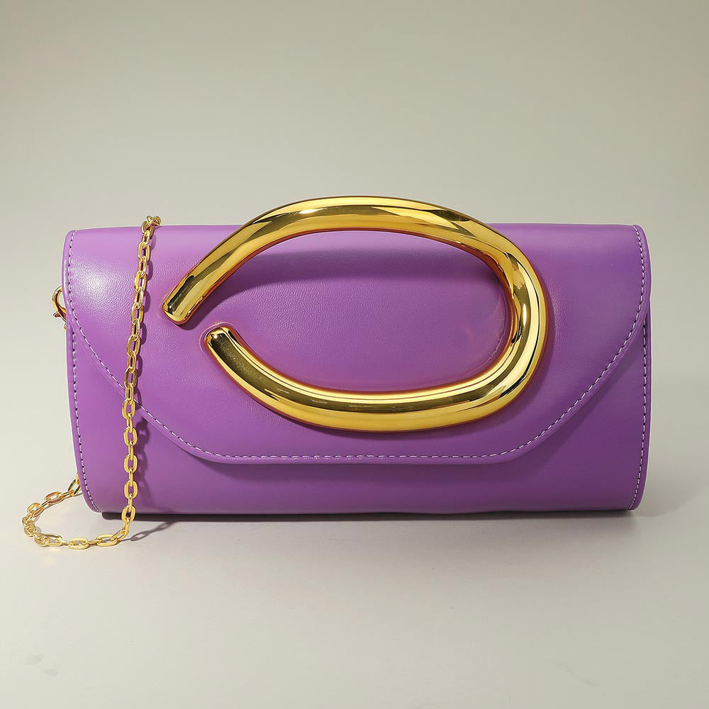 iLLASPARKZ Bold Hardware Accent Faux Leather Evening Clutch Bag / Crossbody Bag