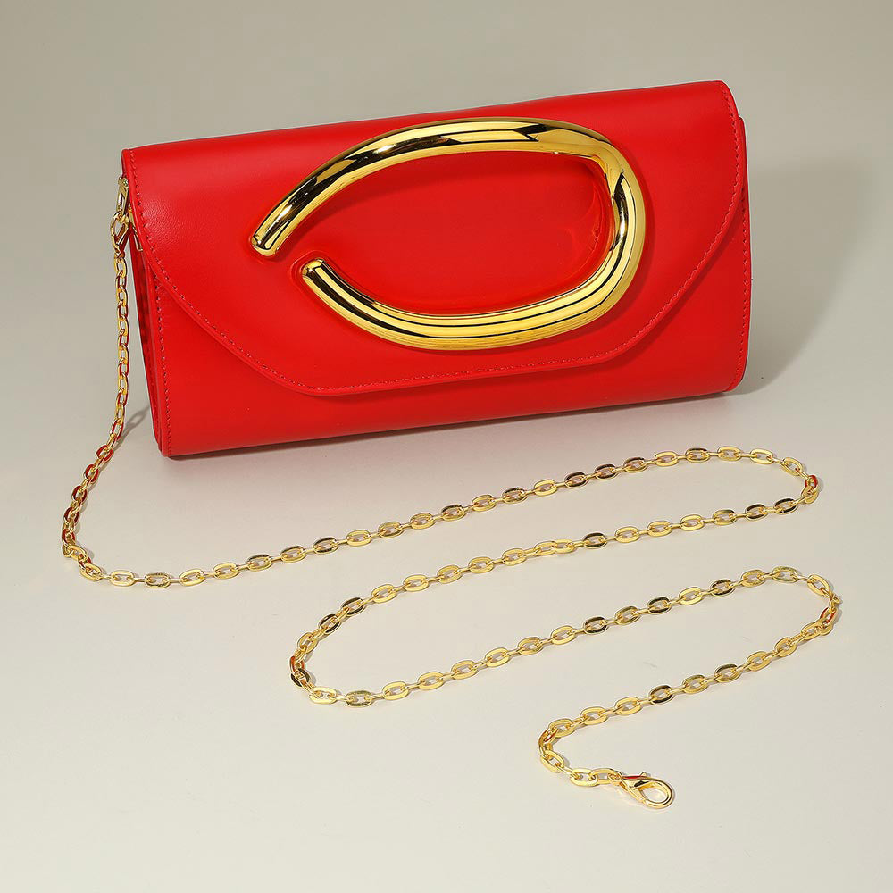 iLLASPARKZ Bold Hardware Accent Faux Leather Evening Clutch Bag / Crossbody Bag