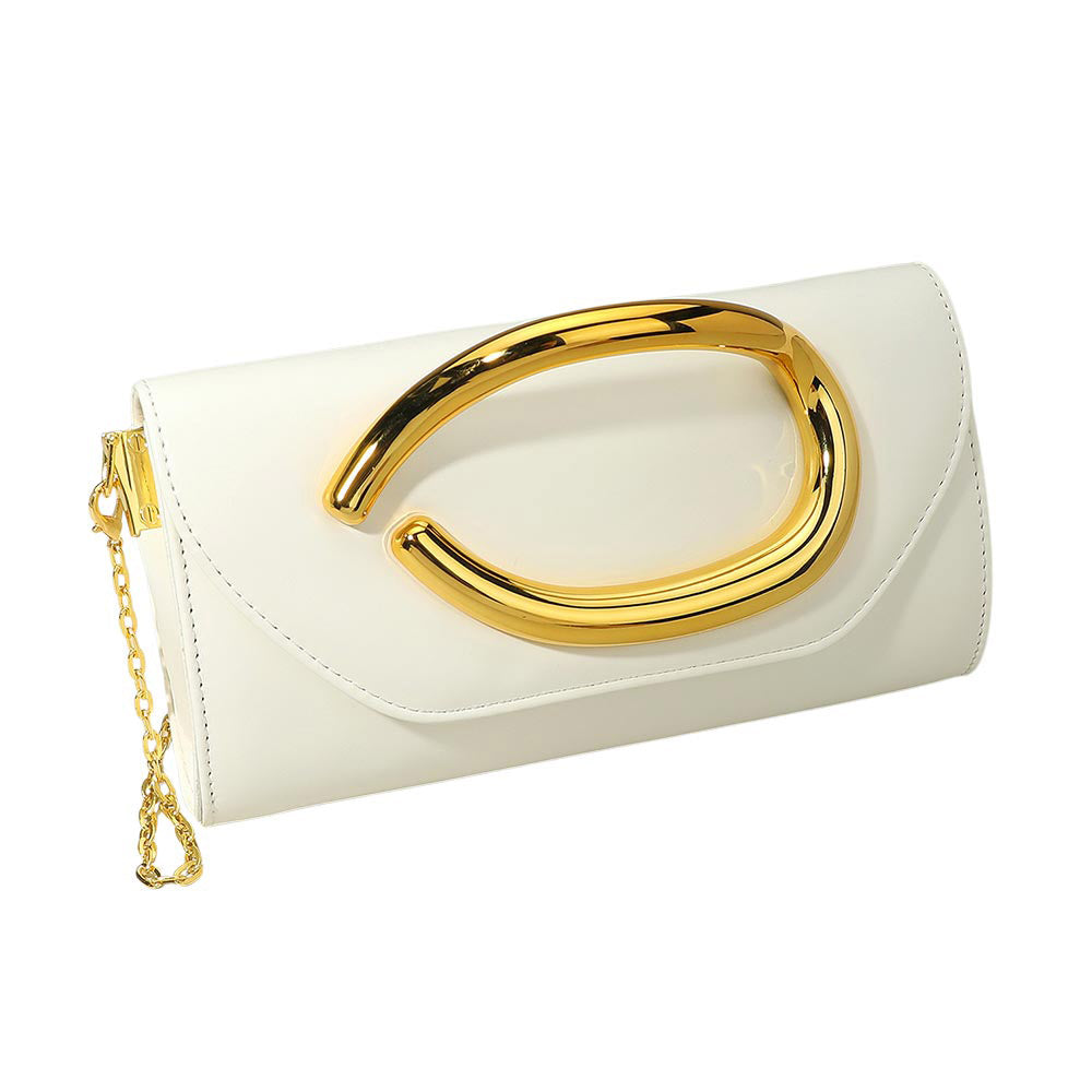 iLLASPARKZ Bold Hardware Accent Faux Leather Evening Clutch Bag / Crossbody Bag