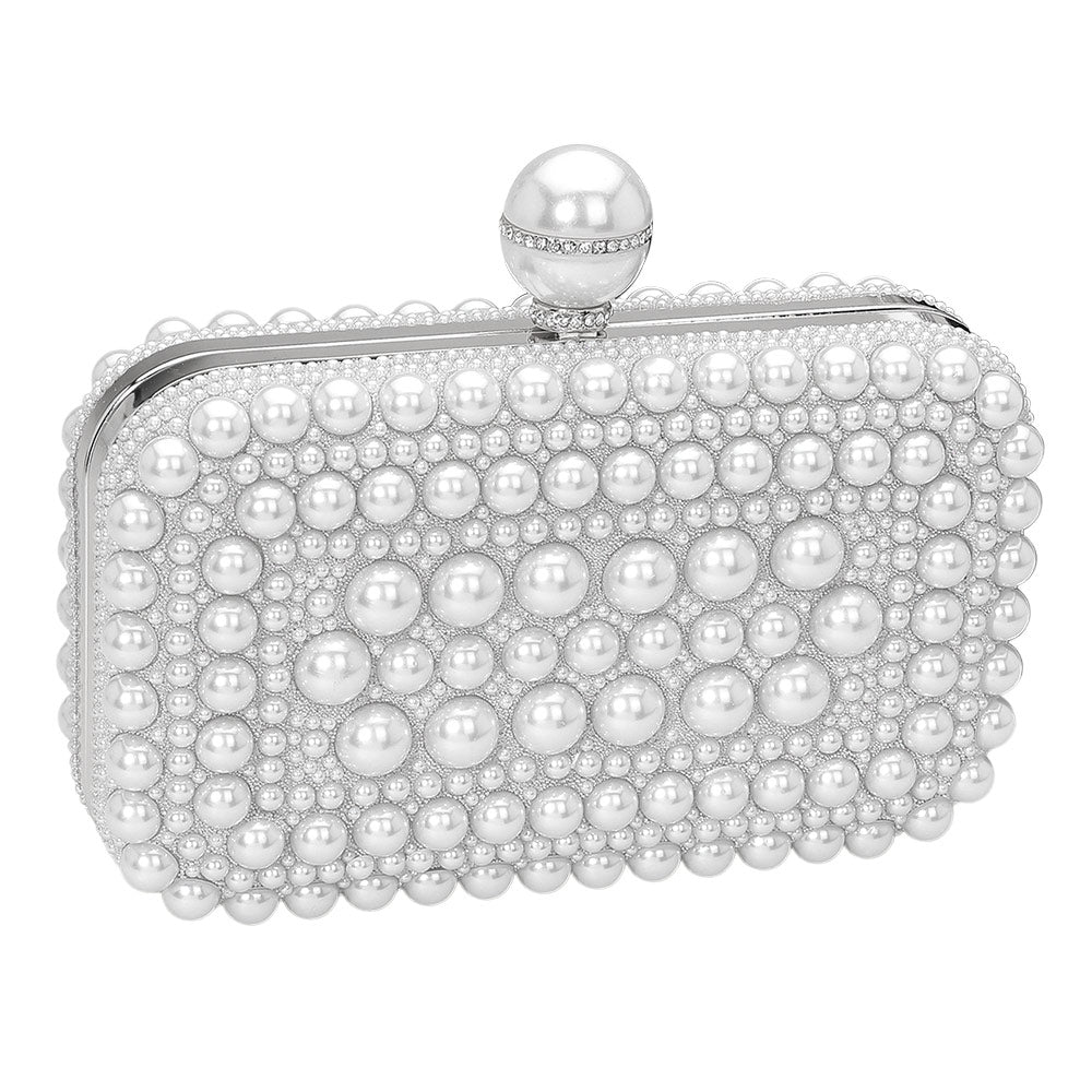 iLLASPARKZ Pearl Embellished Box Clutch Evening Bag / Crossbody Bag