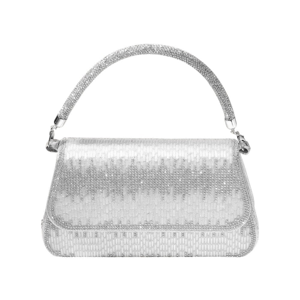 iLLASPARKZ Rhinestone Bar Beads Studded Top Handle Evening Bag / Crossbody Bag