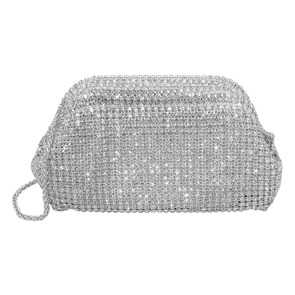 iLLASPARKZ Mesh Bling Rhinestone Evening Clutch Bag / Crossbody Bag