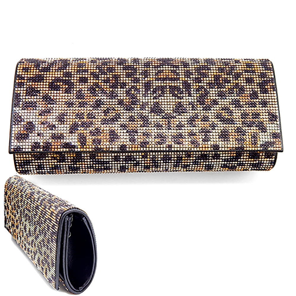 iLLASPARKZ Leopard Patterned Bling Evening Clutch / Crossbody Bag