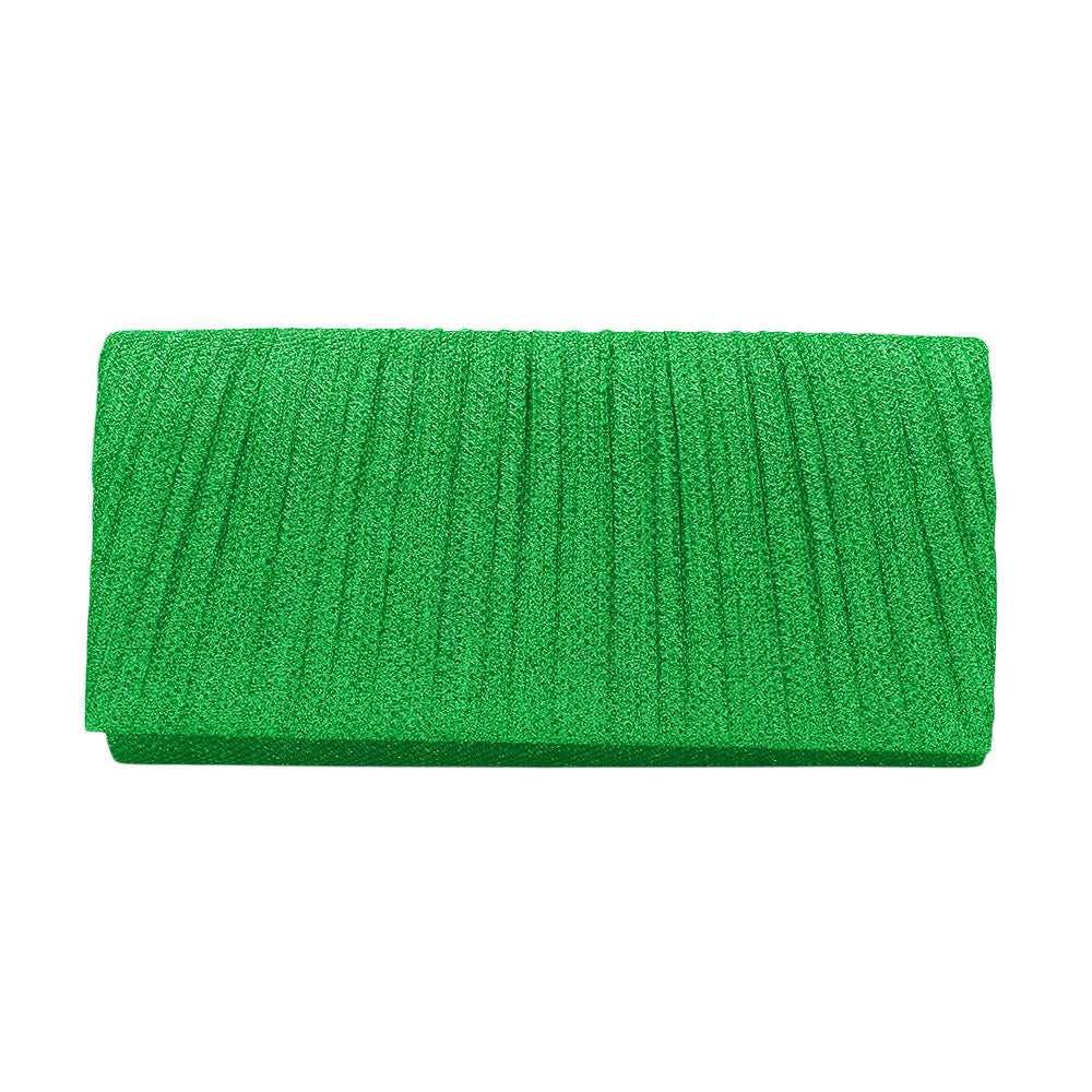 iLLASPARKZ Pleated Shimmery Evening Clutch / Crossbody Bag
