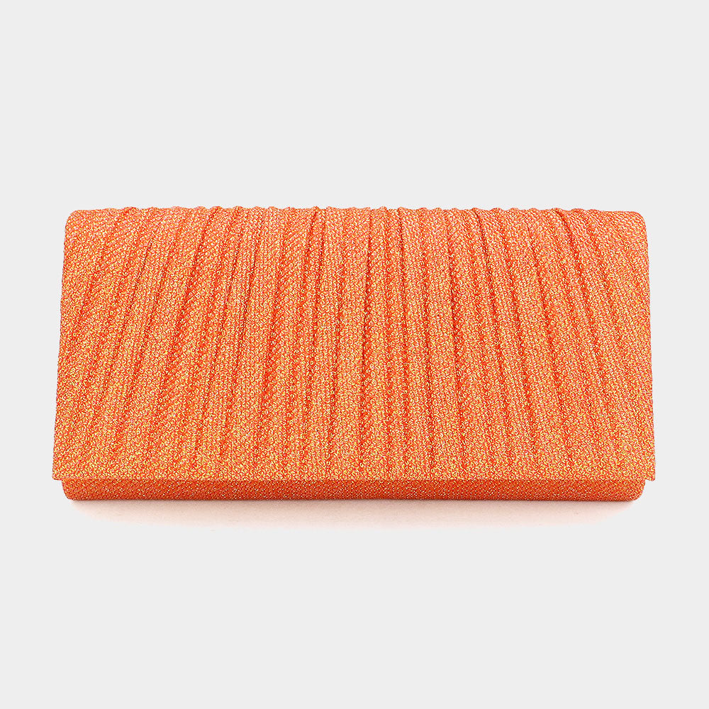 iLLASPARKZ Pleated Shimmery Evening Clutch / Crossbody Bag