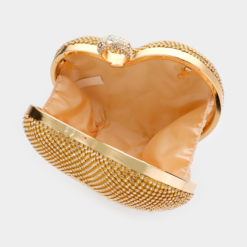 iLLASPARKZ Rhinestone Embellished Heart Evening Clutch / Crossbody Bag