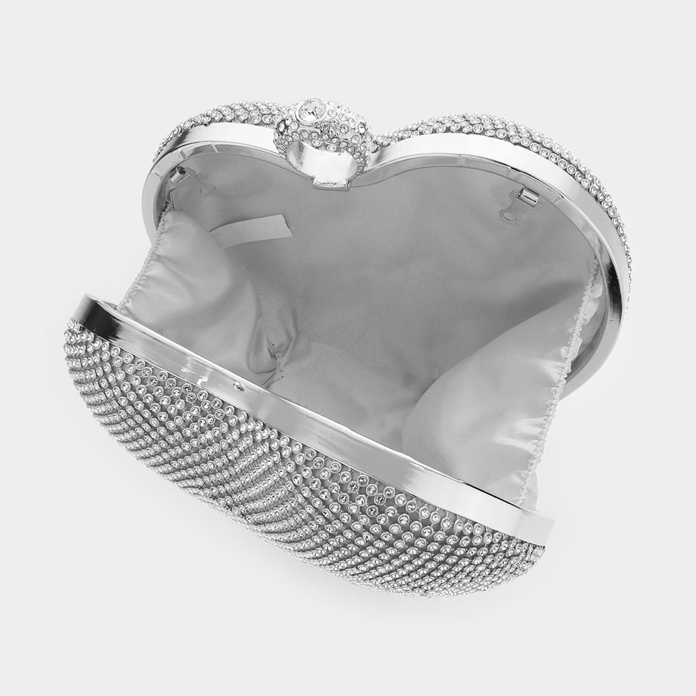 iLLASPARKZ Rhinestone Embellished Heart Evening Clutch / Crossbody Bag