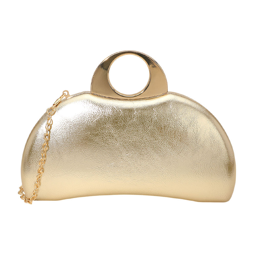 iLLASPARKZ Half Moon Metallic Clutch Evening Bag / Crossbody Bag