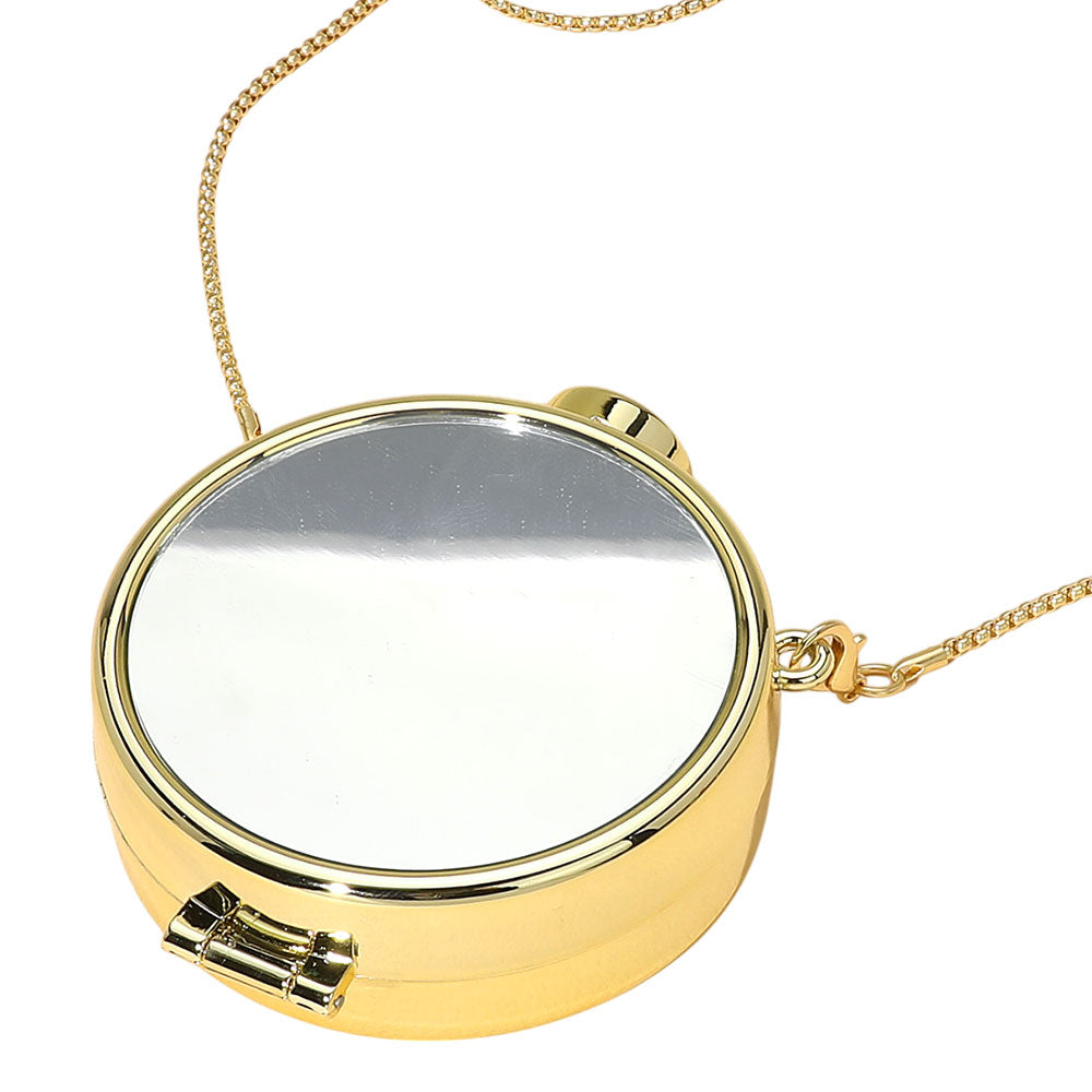 iLLASPARKZ Metallic Round Compact Mirror Clutch Evening Bag / Crossbody Bag