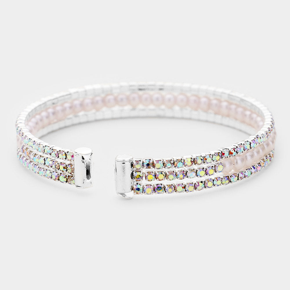 iLLASPARKZ Rhinestone Pearl Evening Cuff Bracelet