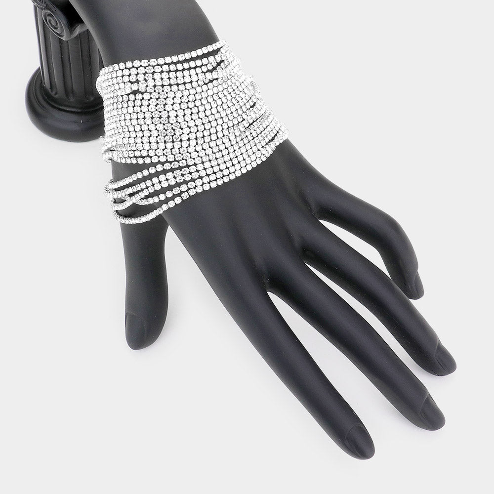 iLLASPARKZ Multi Layered Rhinestone Evening Bracelet