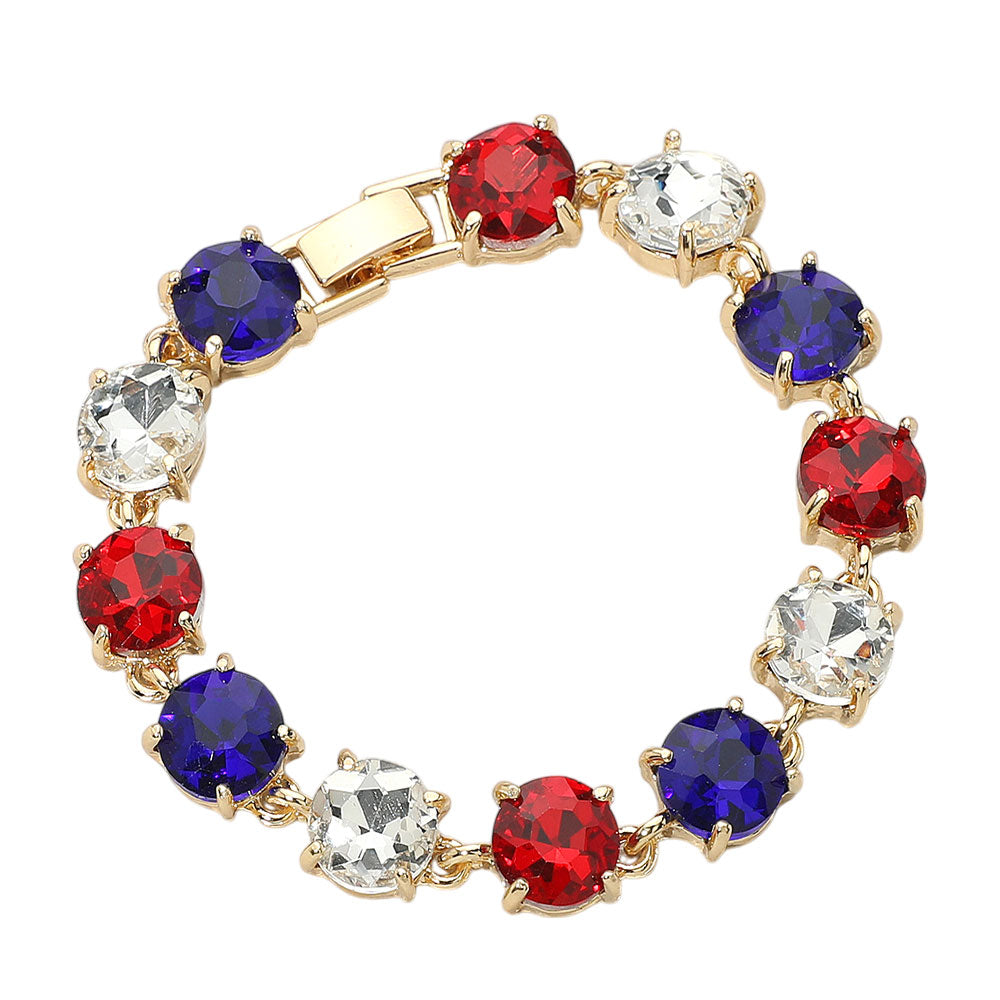 iLLASPARKZ American USA Round Stone Link Evening Bracelet