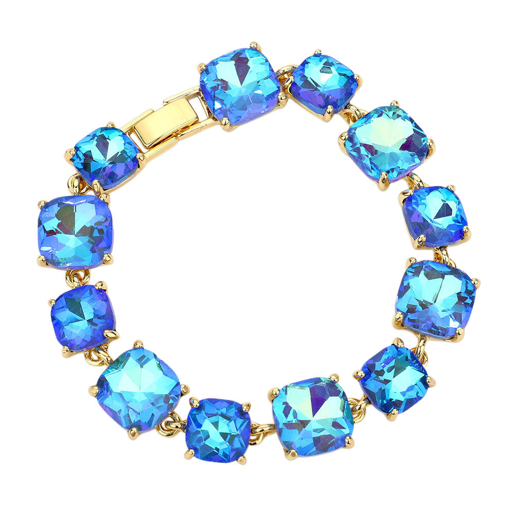 iLLASPARKZ Cushion Square Stone Link Evening Bracelet