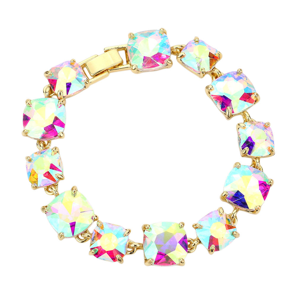 iLLASPARKZ Cushion Square Stone Link Evening Bracelet