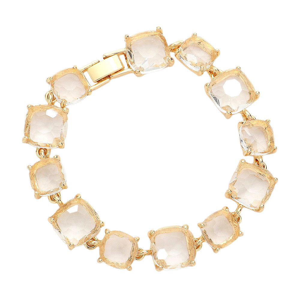iLLASPARKZ Cushion Square Stone Link Evening Bracelet
