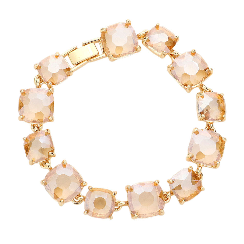 iLLASPARKZ Cushion Square Stone Link Evening Bracelet