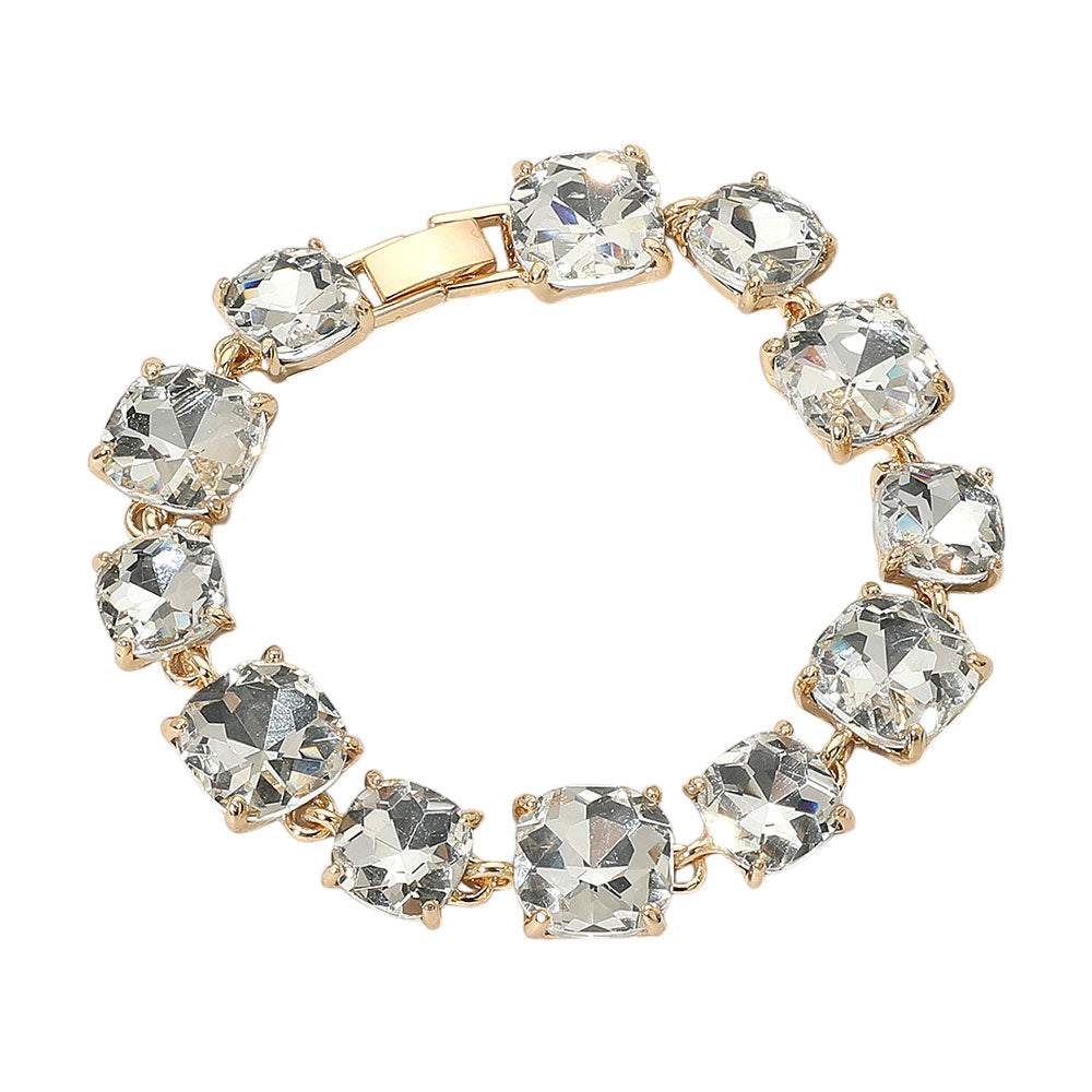 iLLASPARKZ Cushion Square Stone Link Evening Bracelet