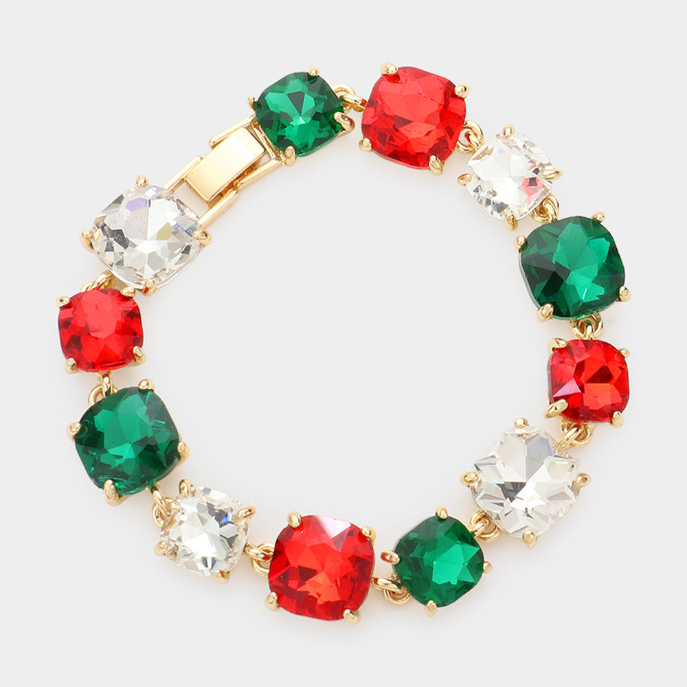 iLLASPARKZ Cushion Square Stone Link Evening Bracelet