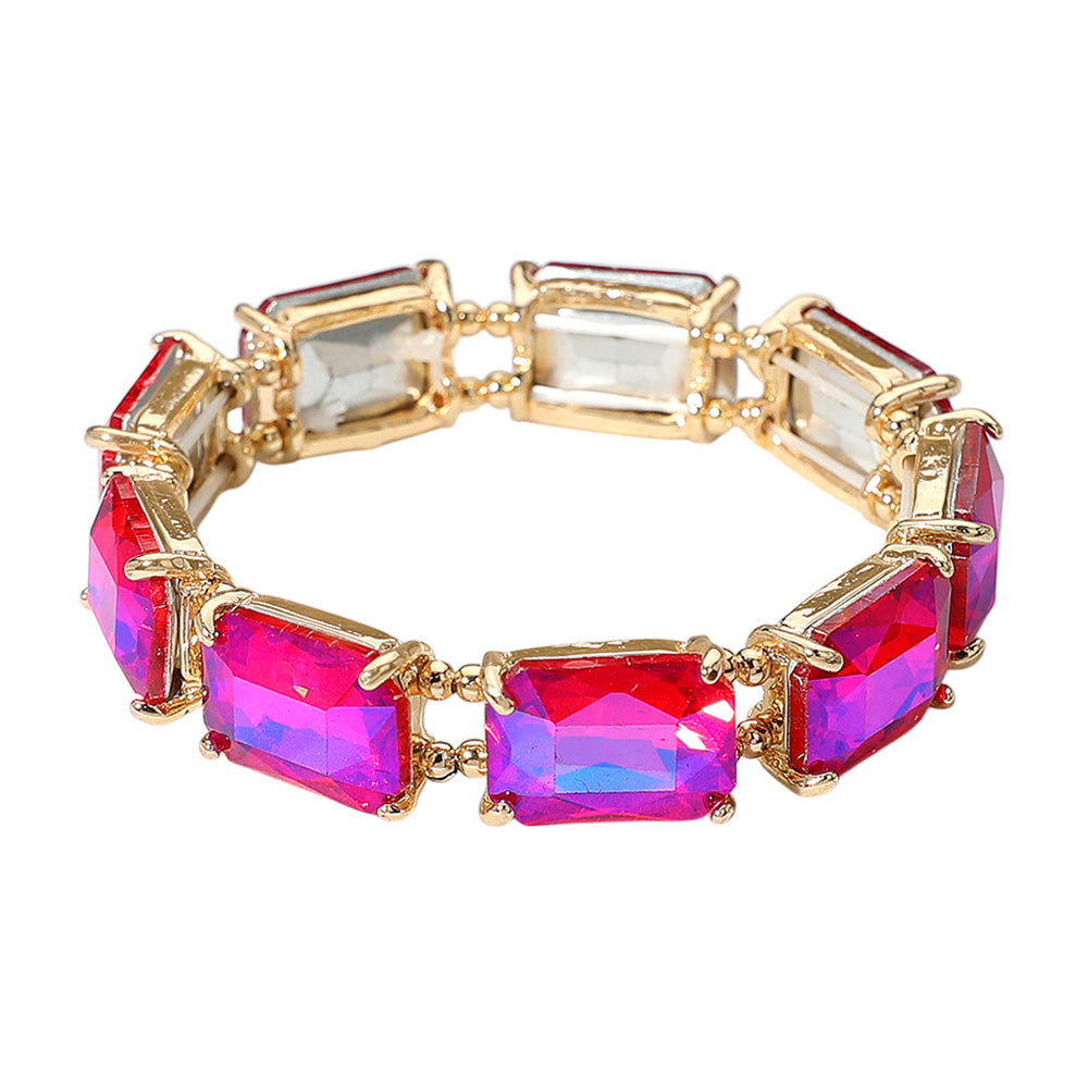 iLLASPARKZ Emerald Cut Stone Stretch Evening Bracelet