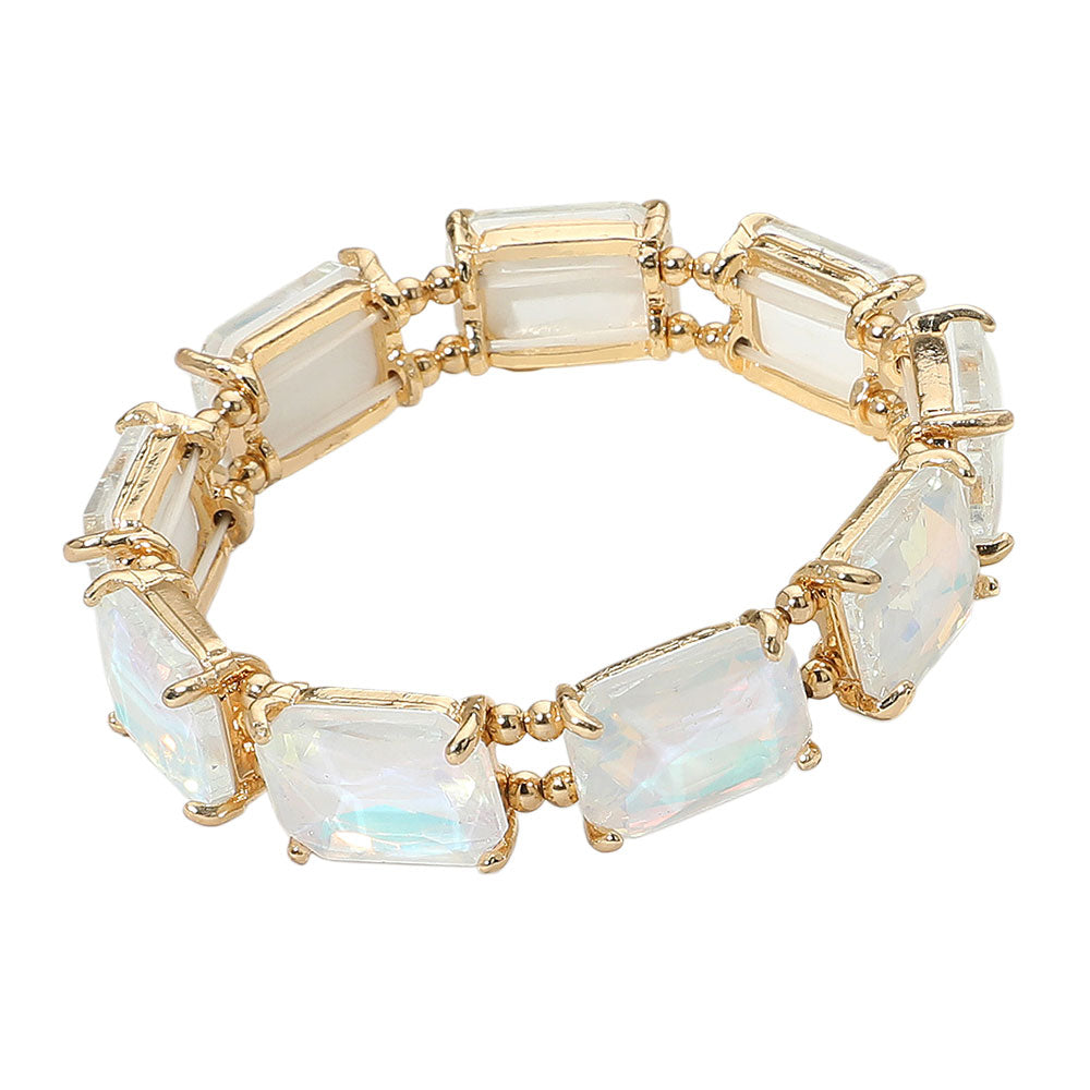 iLLASPARKZ Cushion Rectangle Stone Stretch Evening Bracelet