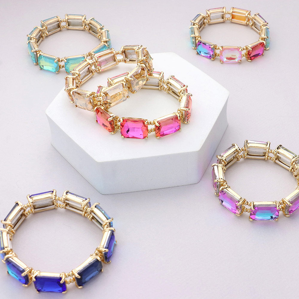 iLLASPARKZ Emerald Cut Stone Stretch Evening Bracelet