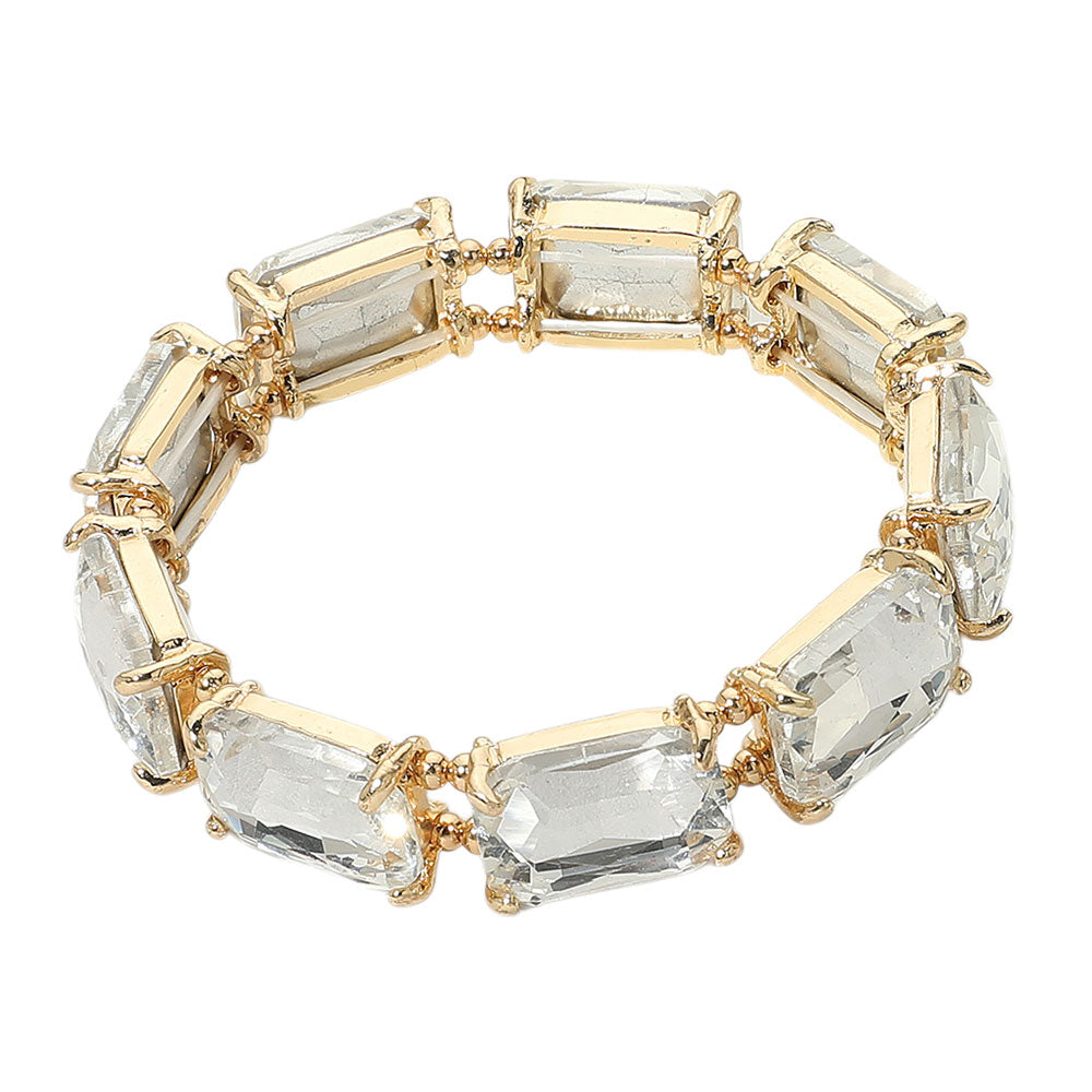 iLLASPARKZ Emerald Cut Stone Stretch Evening Bracelet