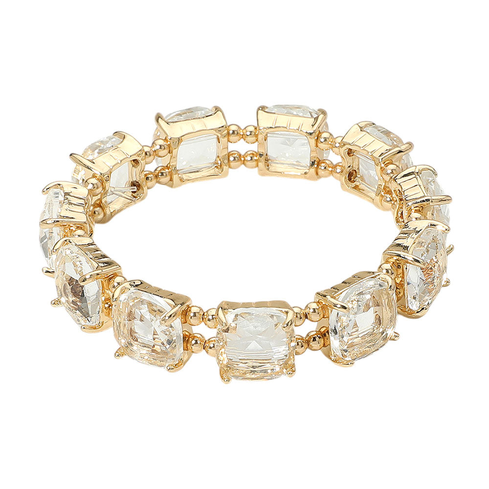 iLLASPARKZ Cushion Square Stone Stretch Evening Bracelet