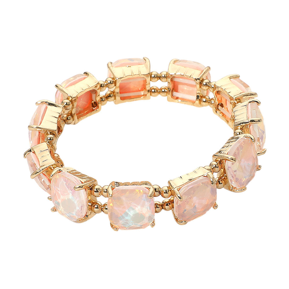 iLLASPARKZ Cushion Square Stone Stretch Evening Bracelet