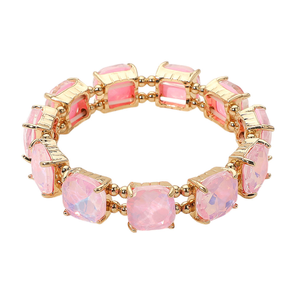 iLLASPARKZ Cushion Square Stone Stretch Evening Bracelet