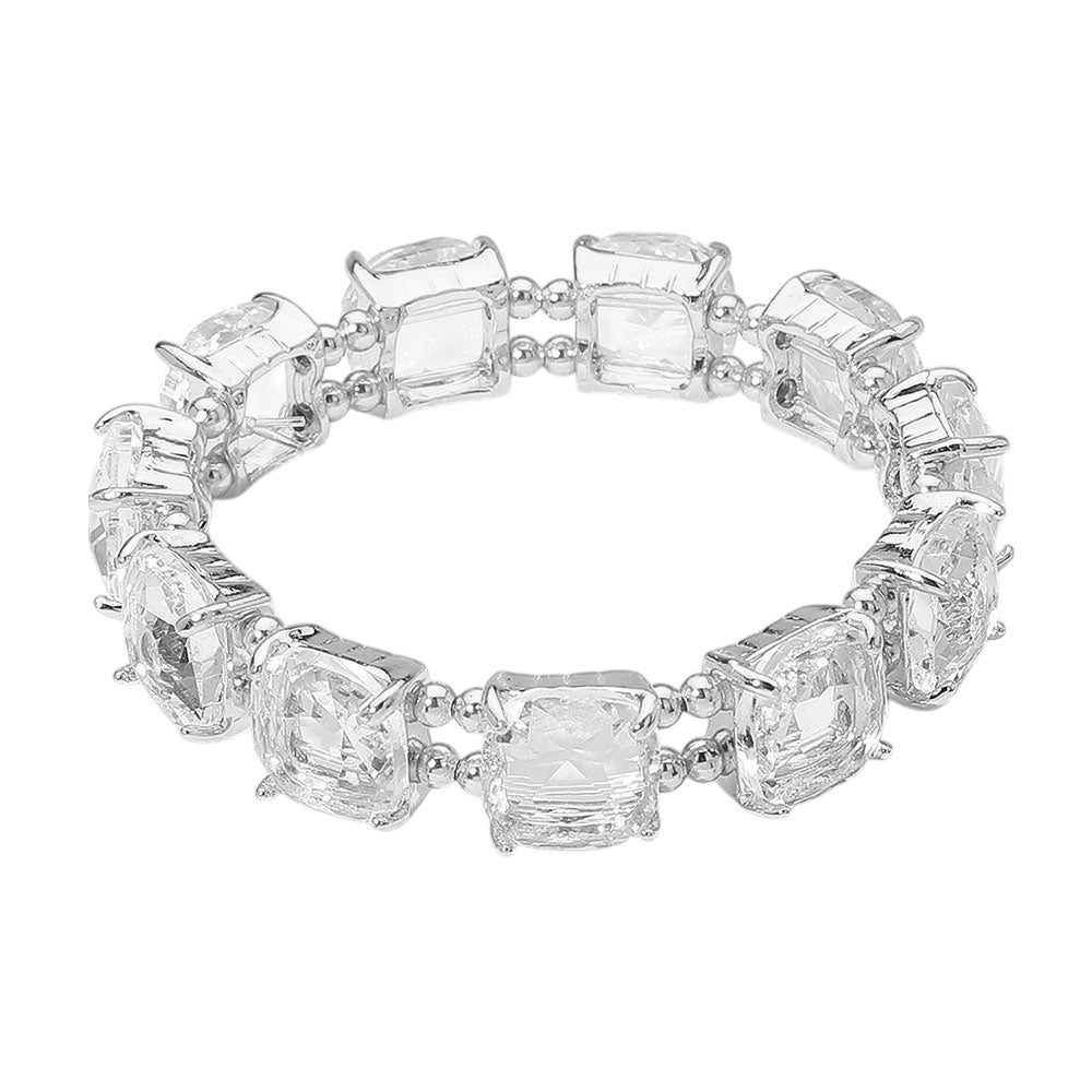 iLLASPARKZ Cushion Square Stone Stretch Evening Bracelet