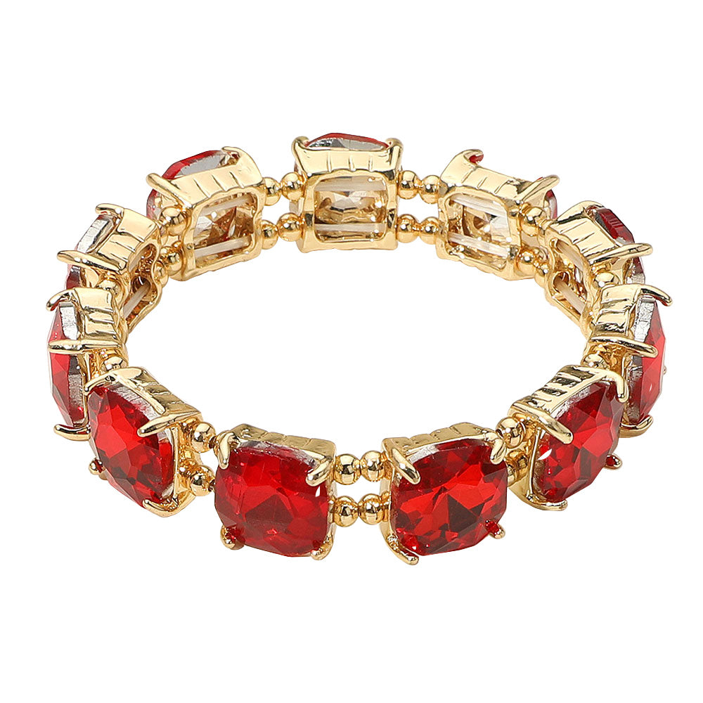 iLLASPARKZ Cushion Square Stone Stretch Evening Bracelet