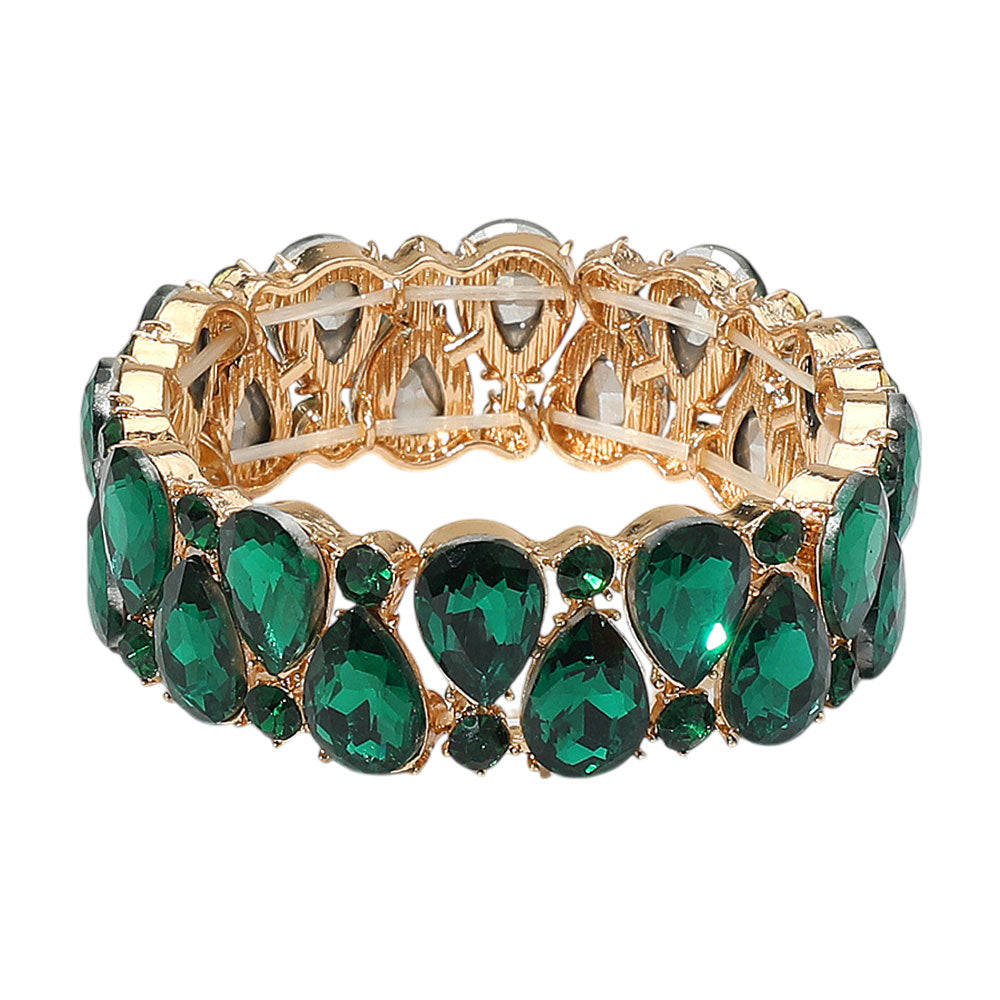iLLASPARKZ Teardrop Stone Cluster Beaded Stretch Evening Bracelet