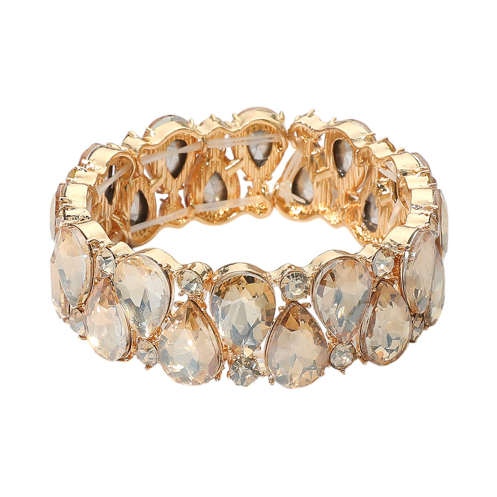 iLLASPARKZ Teardrop Stone Cluster Beaded Stretch Evening Bracelet