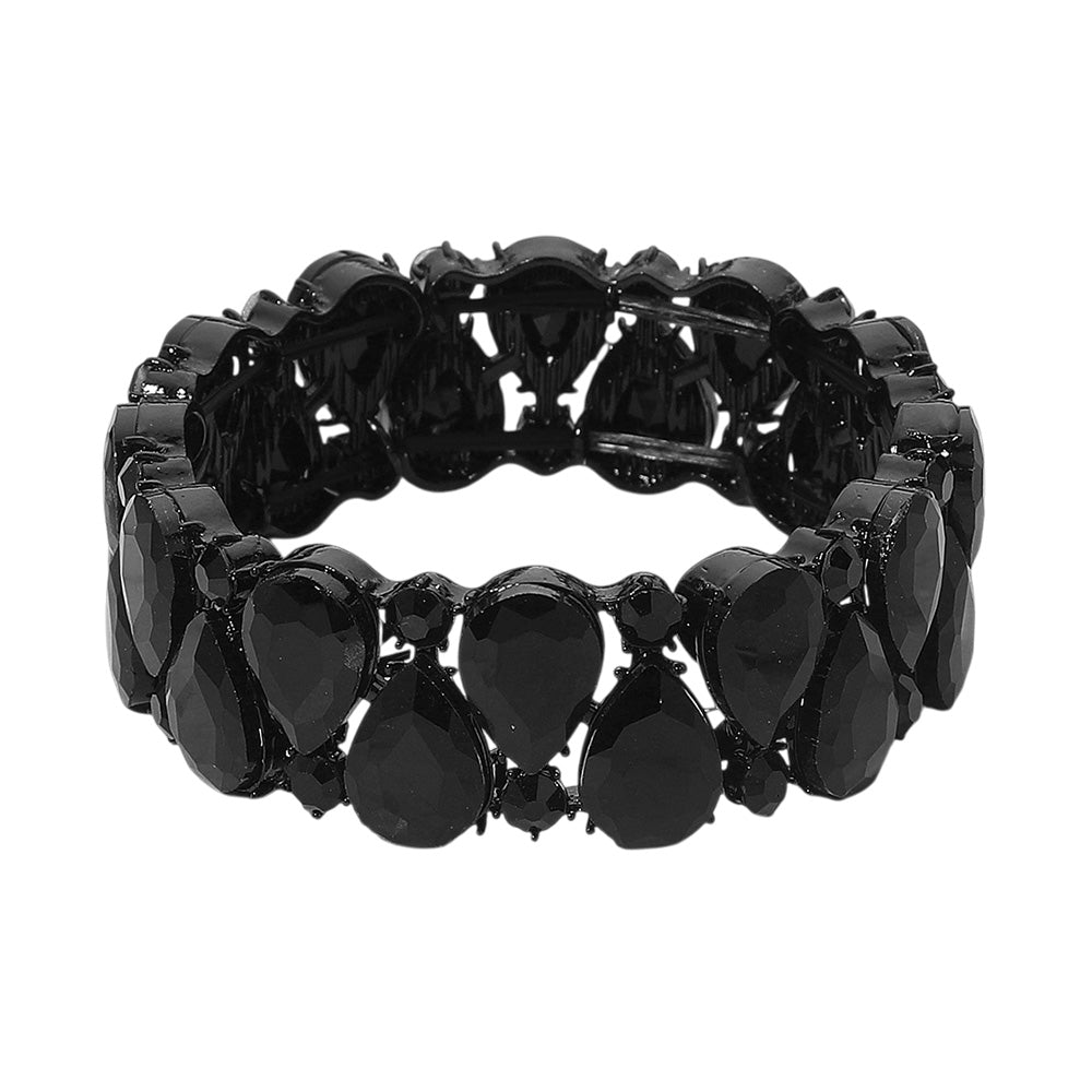 iLLASPARKZ Teardrop Stone Cluster Beaded Stretch Evening Bracelet