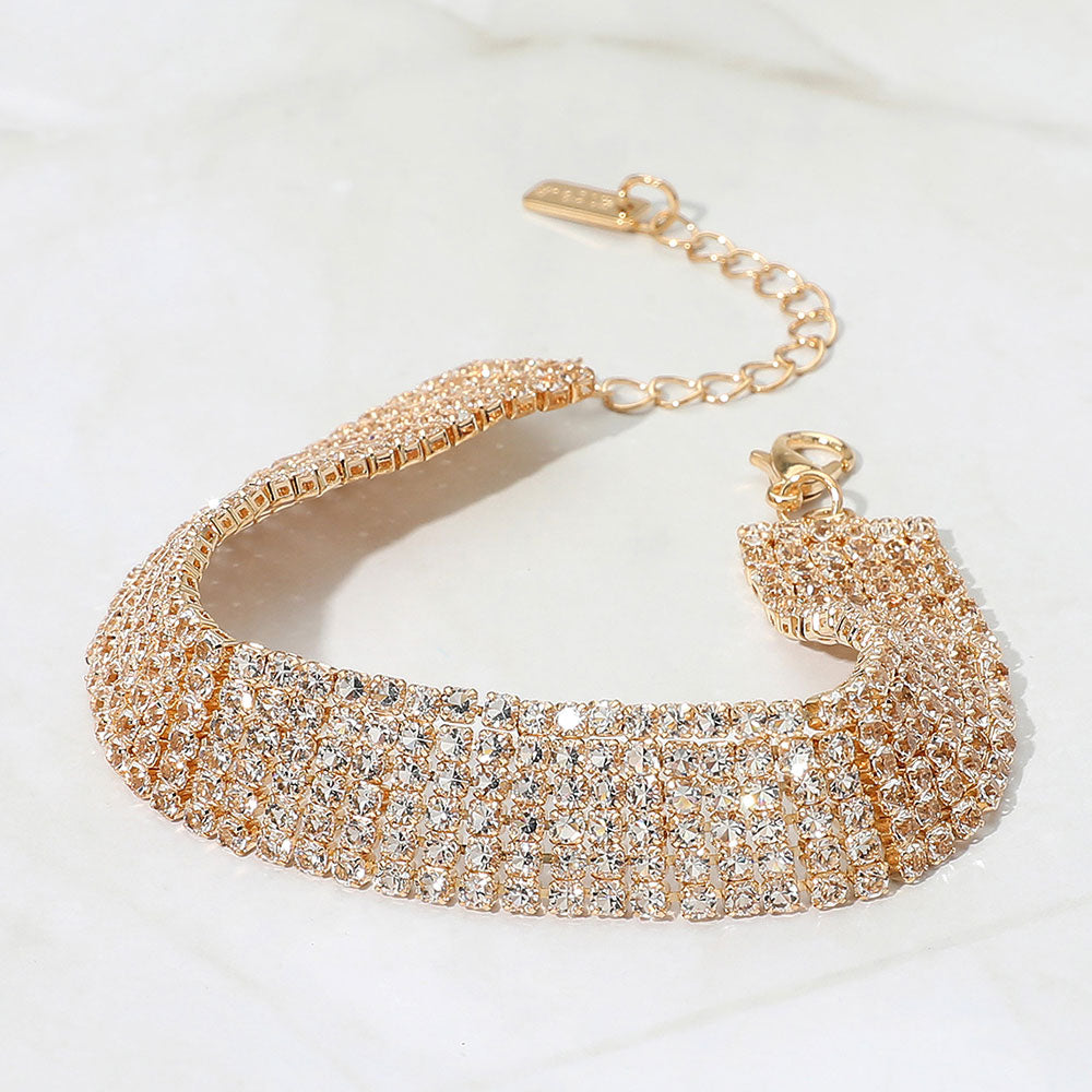iLLASPARKZ 6Rows Rhinestone Pave Evening Bracelet
