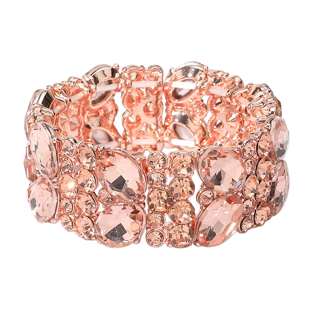 iLLASPARKZ Glass Crystal Oval Round Stretch Evening Bracelet
