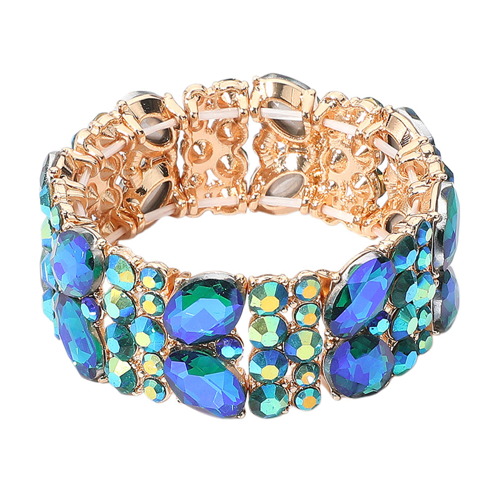 iLLASPARKZ Glass Crystal Oval Round Stretch Evening Bracelet