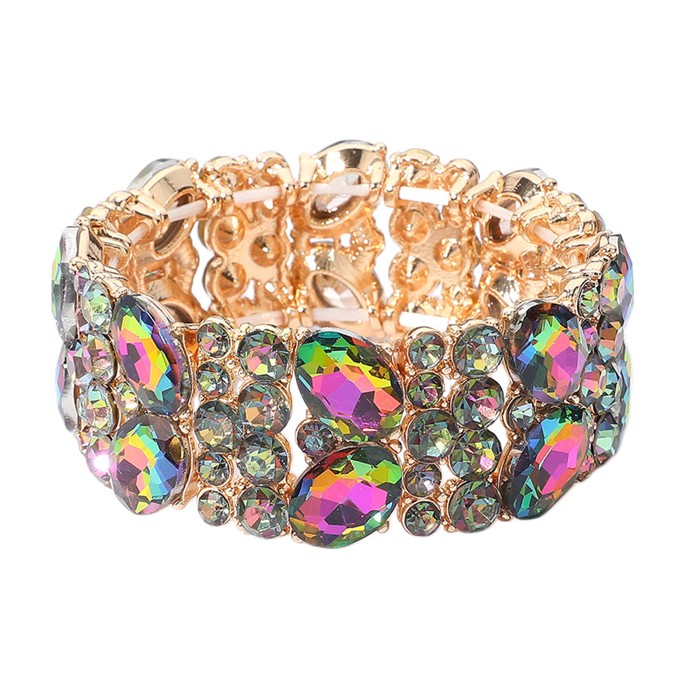 iLLASPARKZ Glass Crystal Oval Round Stretch Evening Bracelet