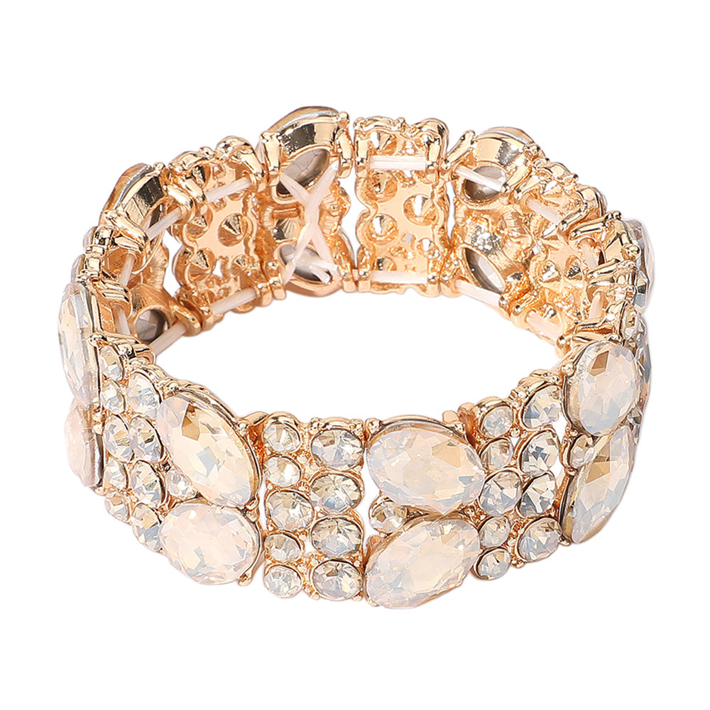 iLLASPARKZ Glass Crystal Oval Round Stretch Evening Bracelet