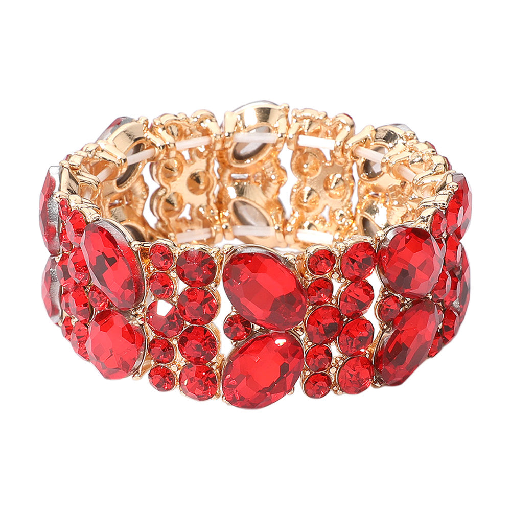iLLASPARKZ Glass Crystal Oval Round Stretch Evening Bracelet