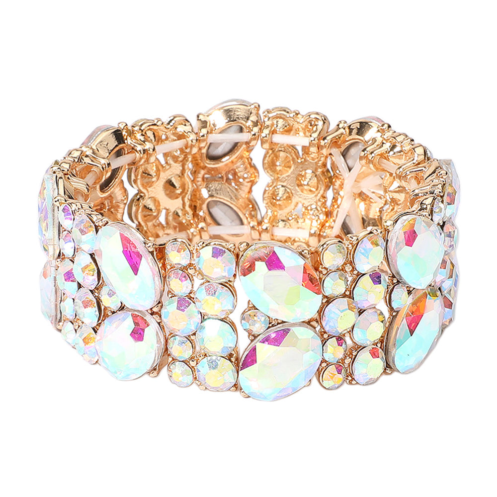 iLLASPARKZ Glass Crystal Oval Round Stretch Evening Bracelet