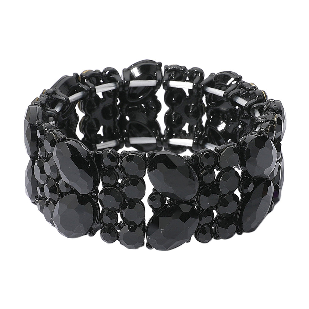 iLLASPARKZ Glass Crystal Oval Round Stretch Evening Bracelet