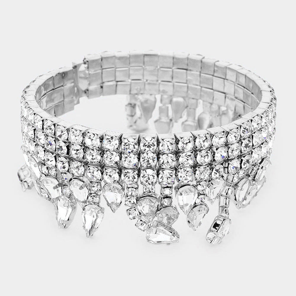 iLLASPARKZ Teardrop Stone Accented Rhinestone Evening Bracelet