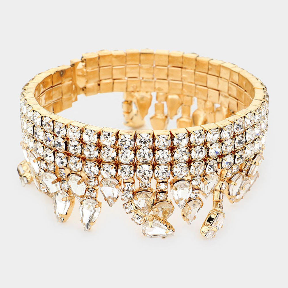 iLLASPARKZ Teardrop Stone Accented Rhinestone Evening Bracelet