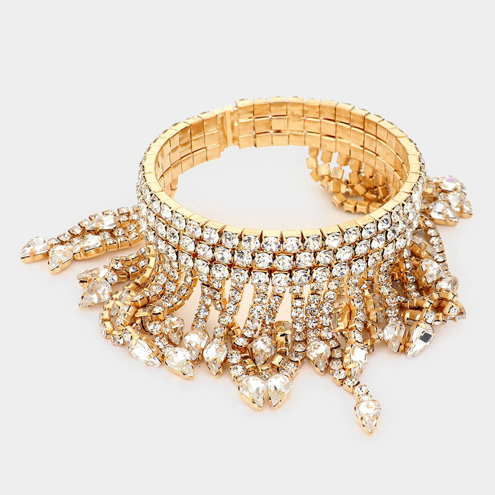 iLLASPARKZ Teardrop Stone Accented Rhinestone Evening Bracelet