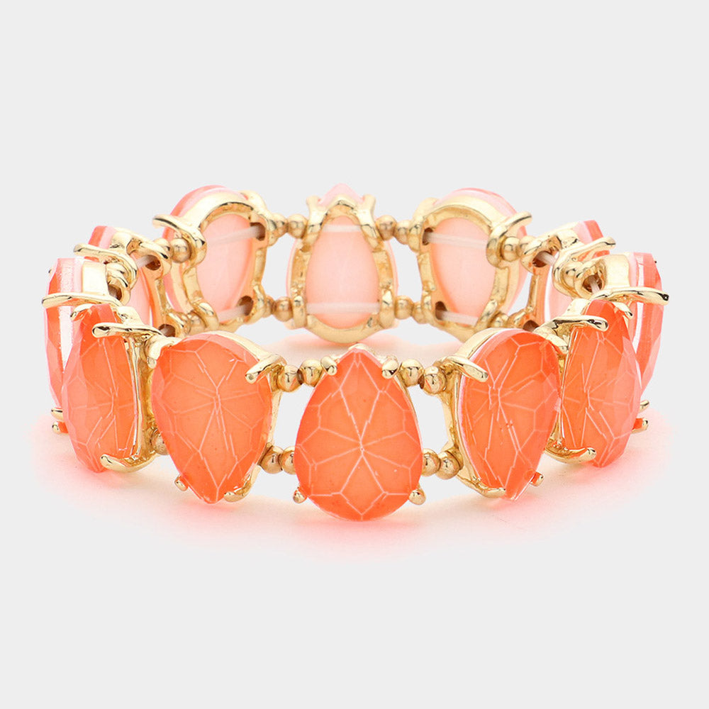 iLLASPARKZ Teardrop Glass Stone Cluster Stretch Evening Bracelet