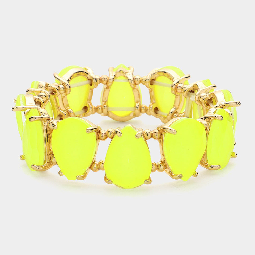 iLLASPARKZ Teardrop Glass Stone Cluster Stretch Evening Bracelet